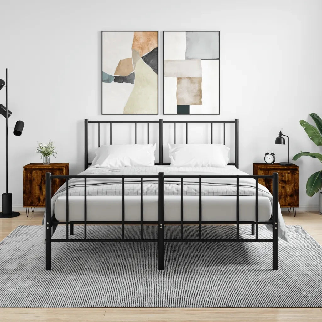 Set di 2 Comodini | Armadio da Notte | Mobiletto da notte Rovere Fumo 40x30x50 cm in Legno Multistrato