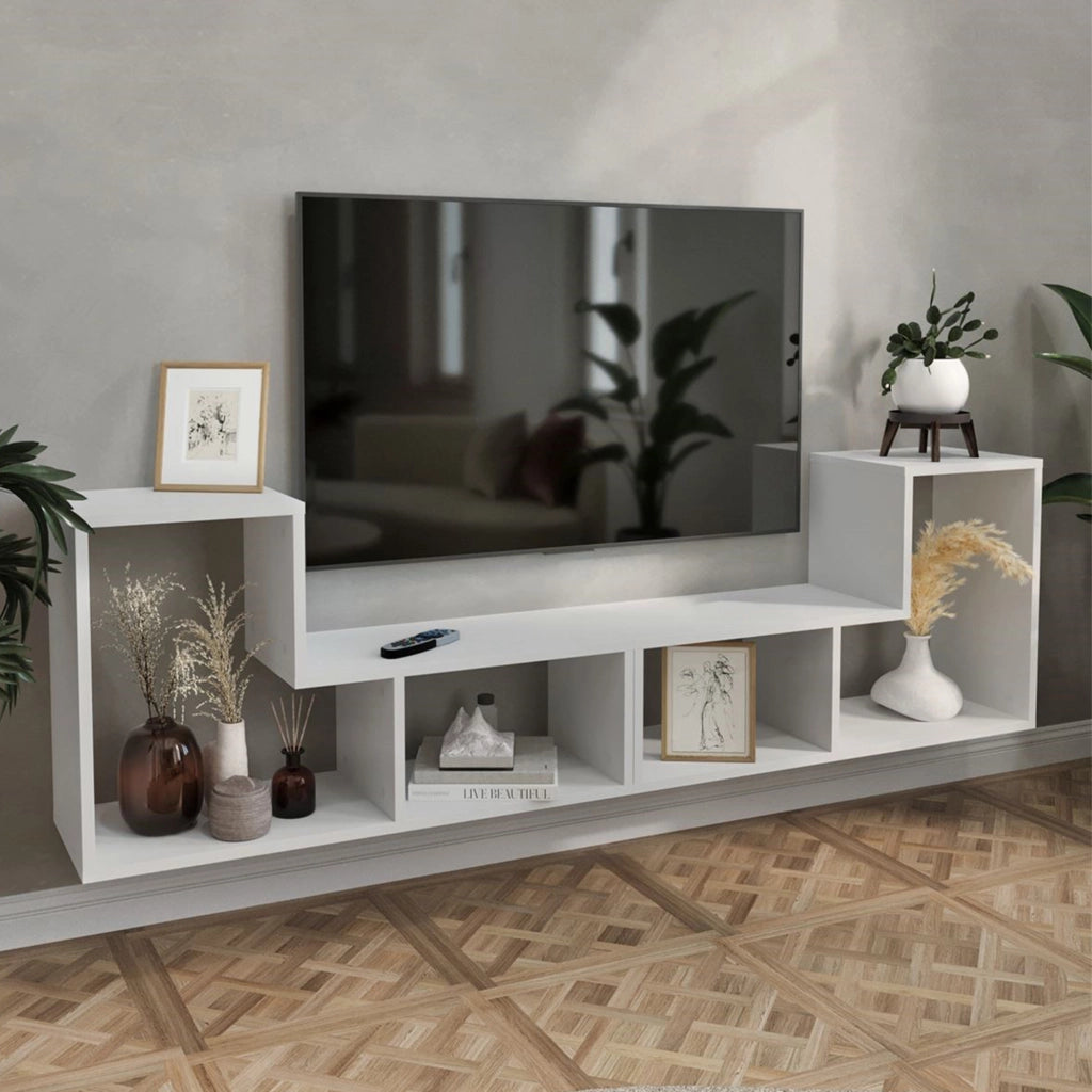 Mobile Modulare Hustersurd 2 Elementi a Forma di L - Bianco [en.casa]