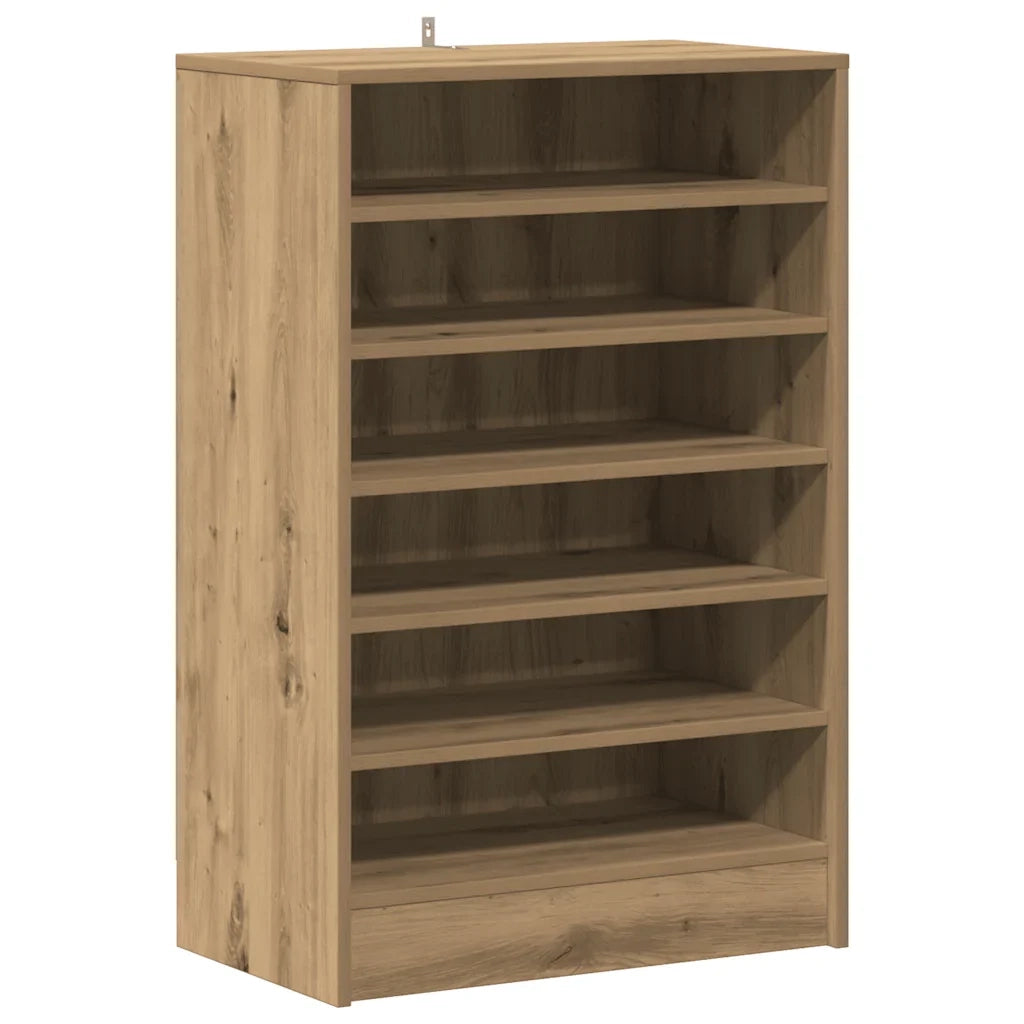 Scarpiera moderna con 6 ripiani a giorno 60 x 35 x 92 cm finitura rovere ingegnerizzato realizzata artigianalmente 02_0050914