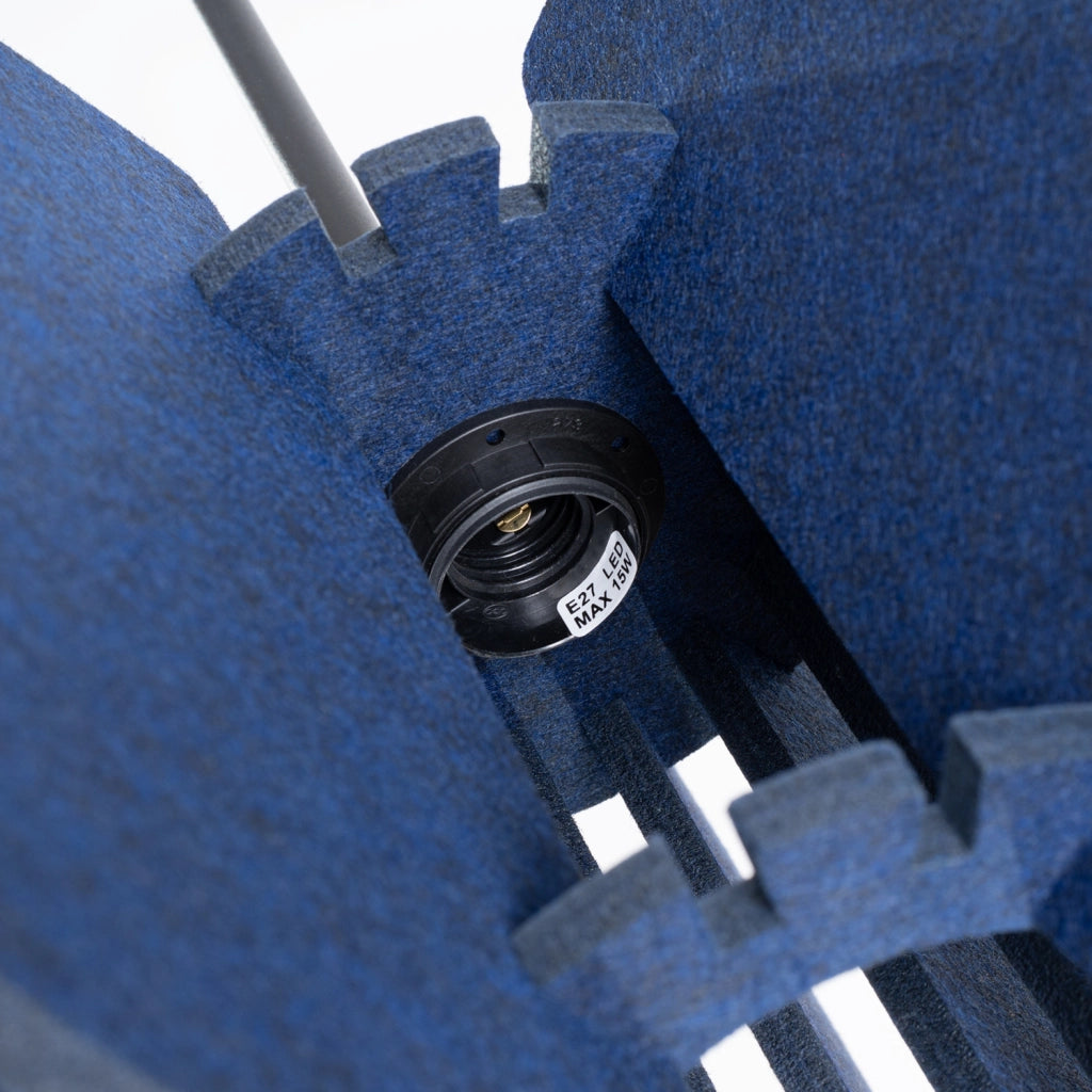 Lampada a sospensione BARDEO in feltro blu Ø45 E27 15W Pure Lume