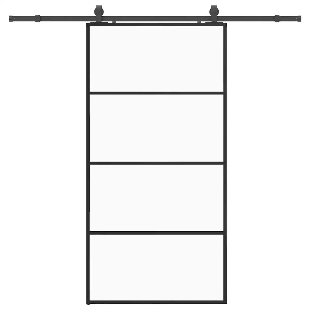 Porta Scorrevole con Ferramenta Nera 102,5x205 cm in Vetro ESG