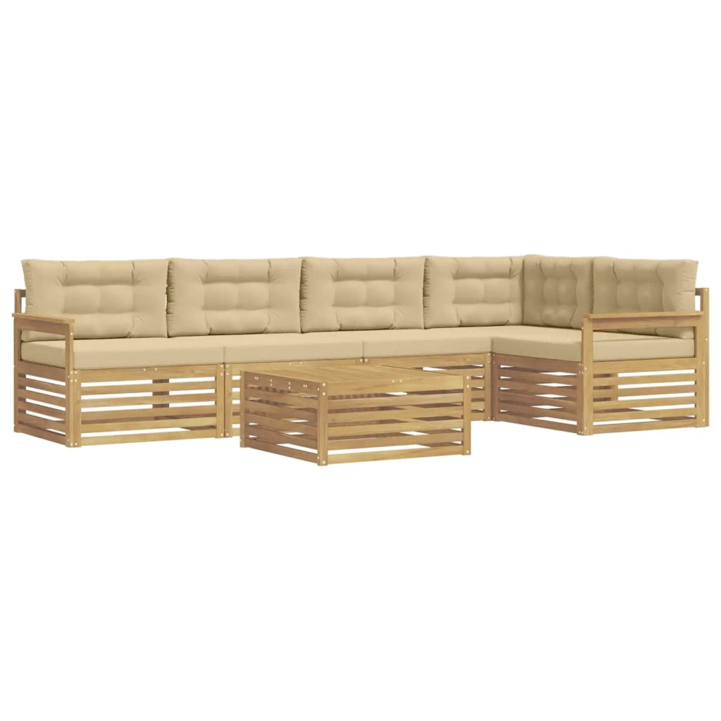 Set di divani da esterno 6 pcs Bianco e Beige Poliestere 3390513