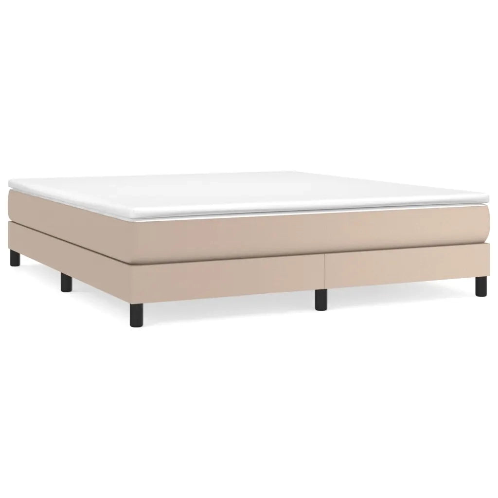 Struttura Letto a Rete a Molle-Giroletto Cappuccino 180x200 cm in Similpelle
