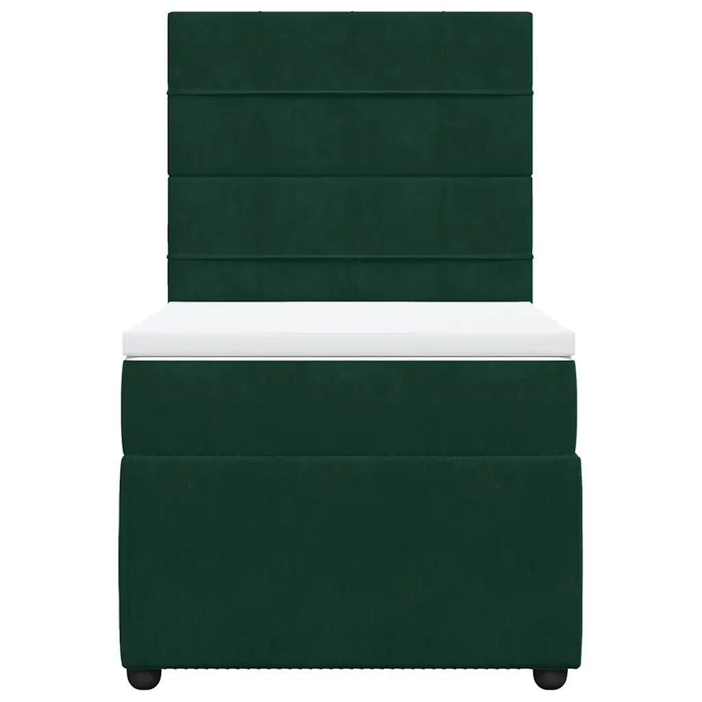 Giroletto a Molle con Materasso Verde Scuro 90x190 cm Velluto