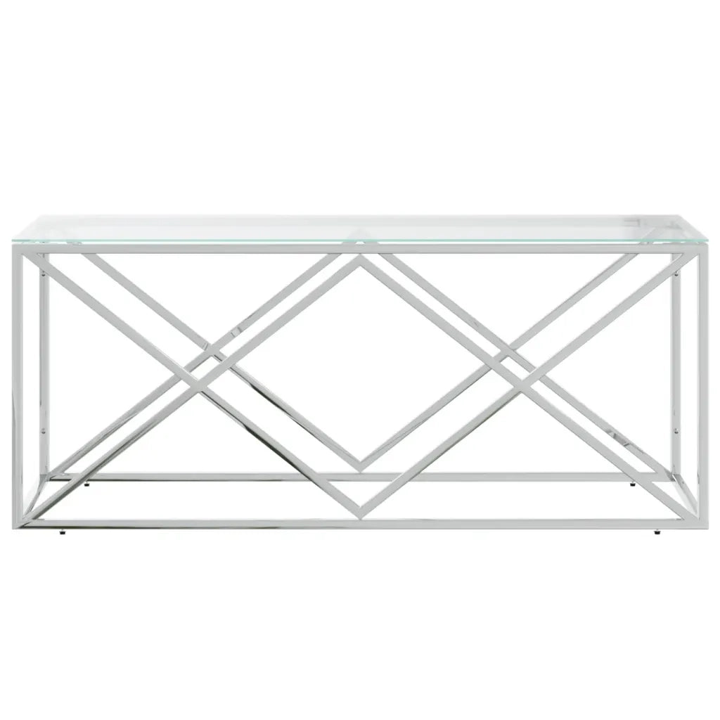 Tavolino da salotto | Tavolino da caff¨¨ | Tavolino da Soggiorno 110x45x45 cm in Acciaio Inox e Vetro