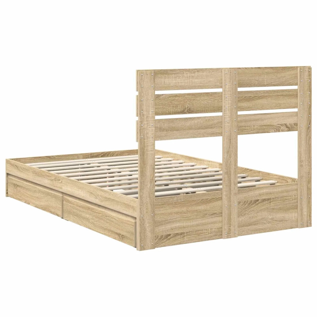Letto con Contenitore con testiera Rovere Sonoma 135 x 190 cm 3411575