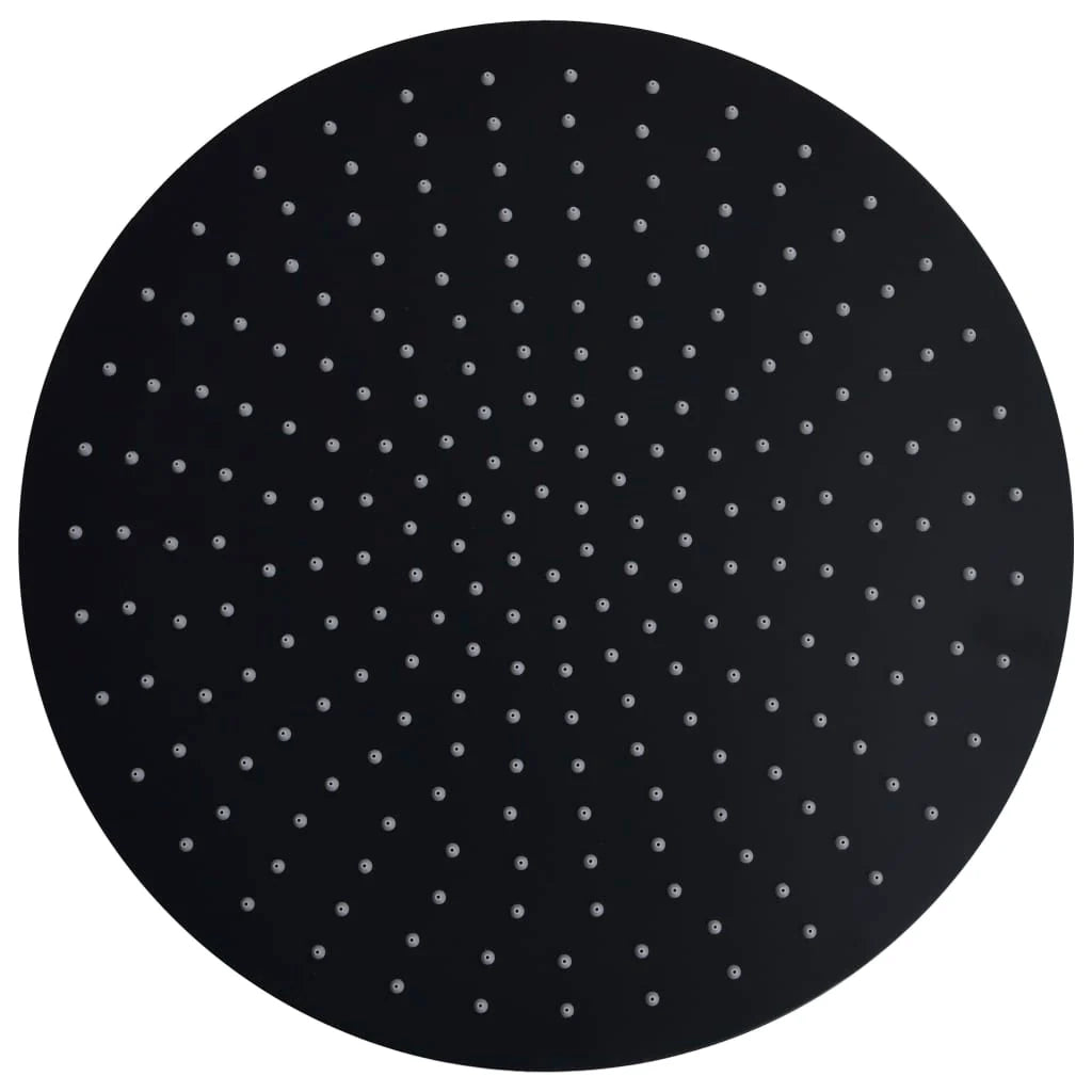 Soffione doccia a pioggia soffione doccia a spruzzo doccetta accessorio da bagno acciaio inox 40 cm rotondo nero 02_0002075