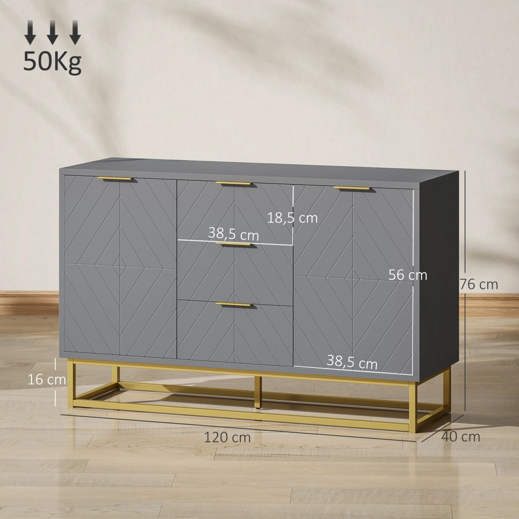 Mobile TV con 3 cassetti e 2 ante ¨C zephmum ¨C grigio 120x40x76 cm
