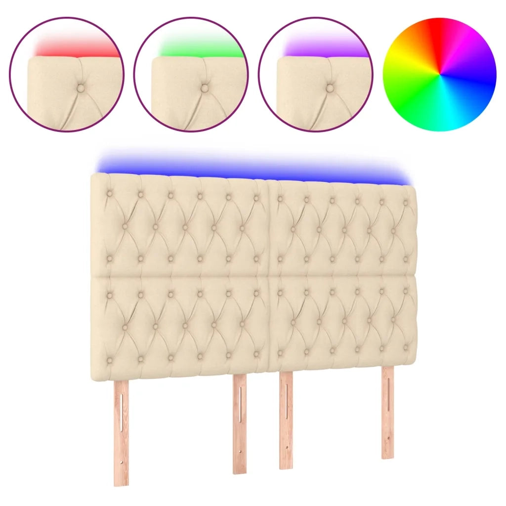 Testiera a LED Crema 144x7x118/128 cm in Tessuto 3122763