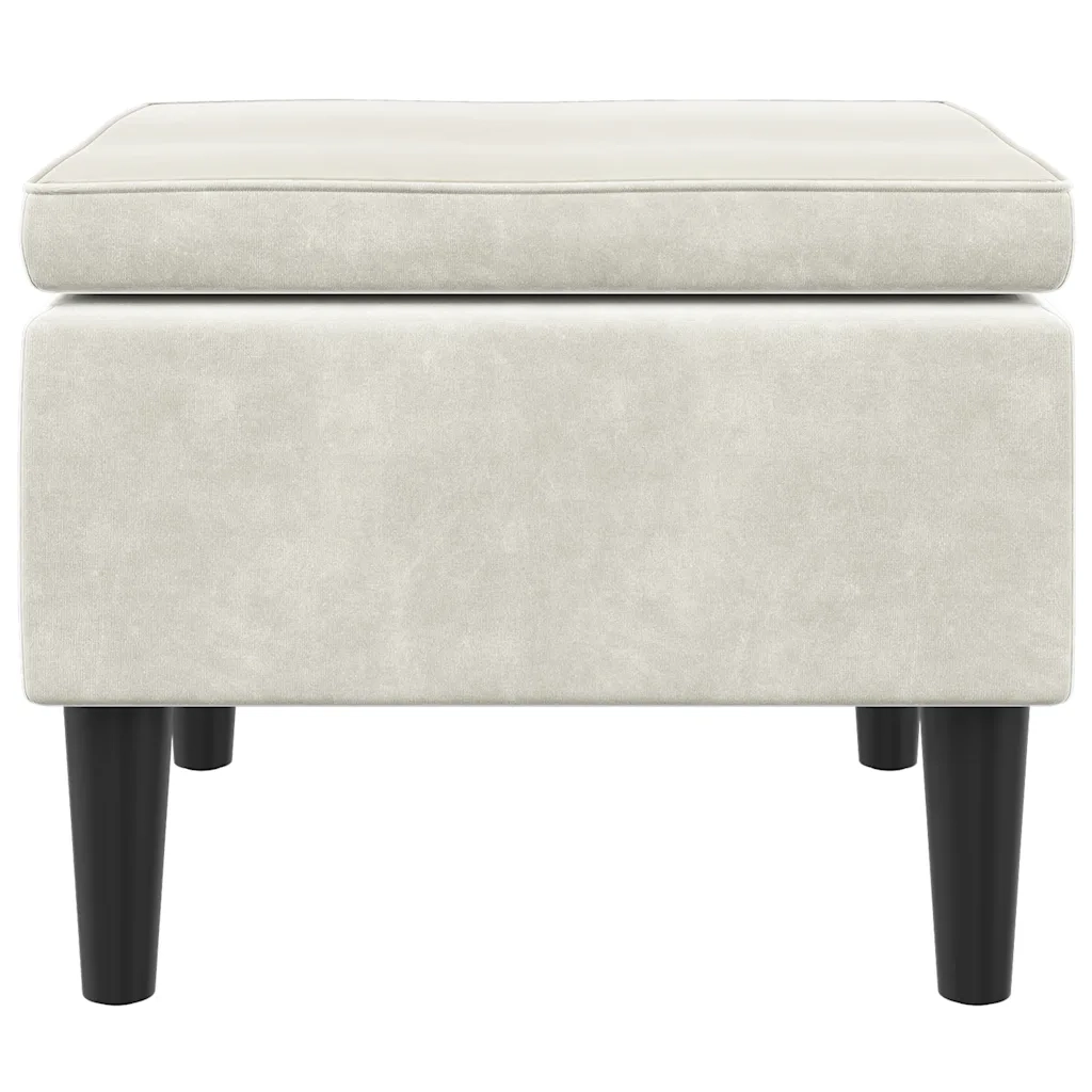 Sgabello con gambe in legno color crema e velluto CFW9198627