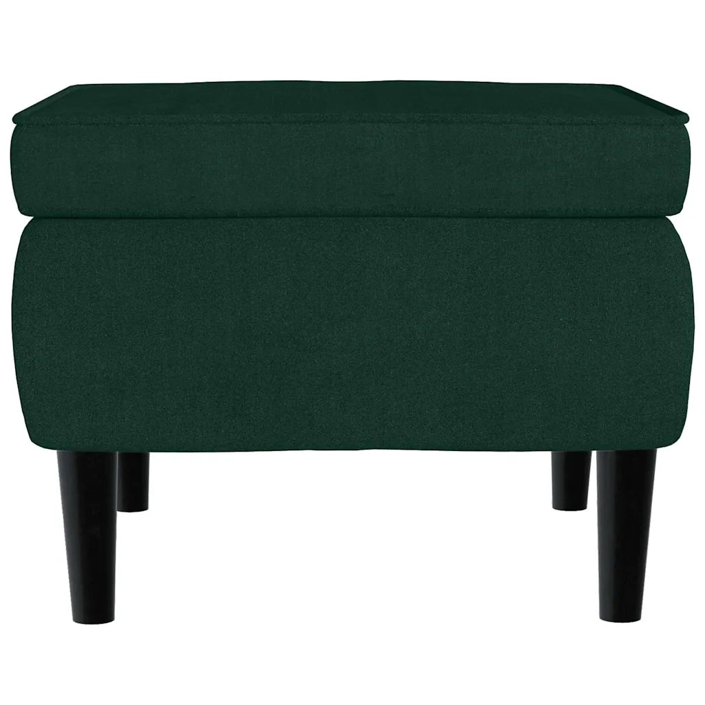 Divano Sedia-Poltrona Schienale ad Ala con Poggiapiedi Verde Scuro Velluto