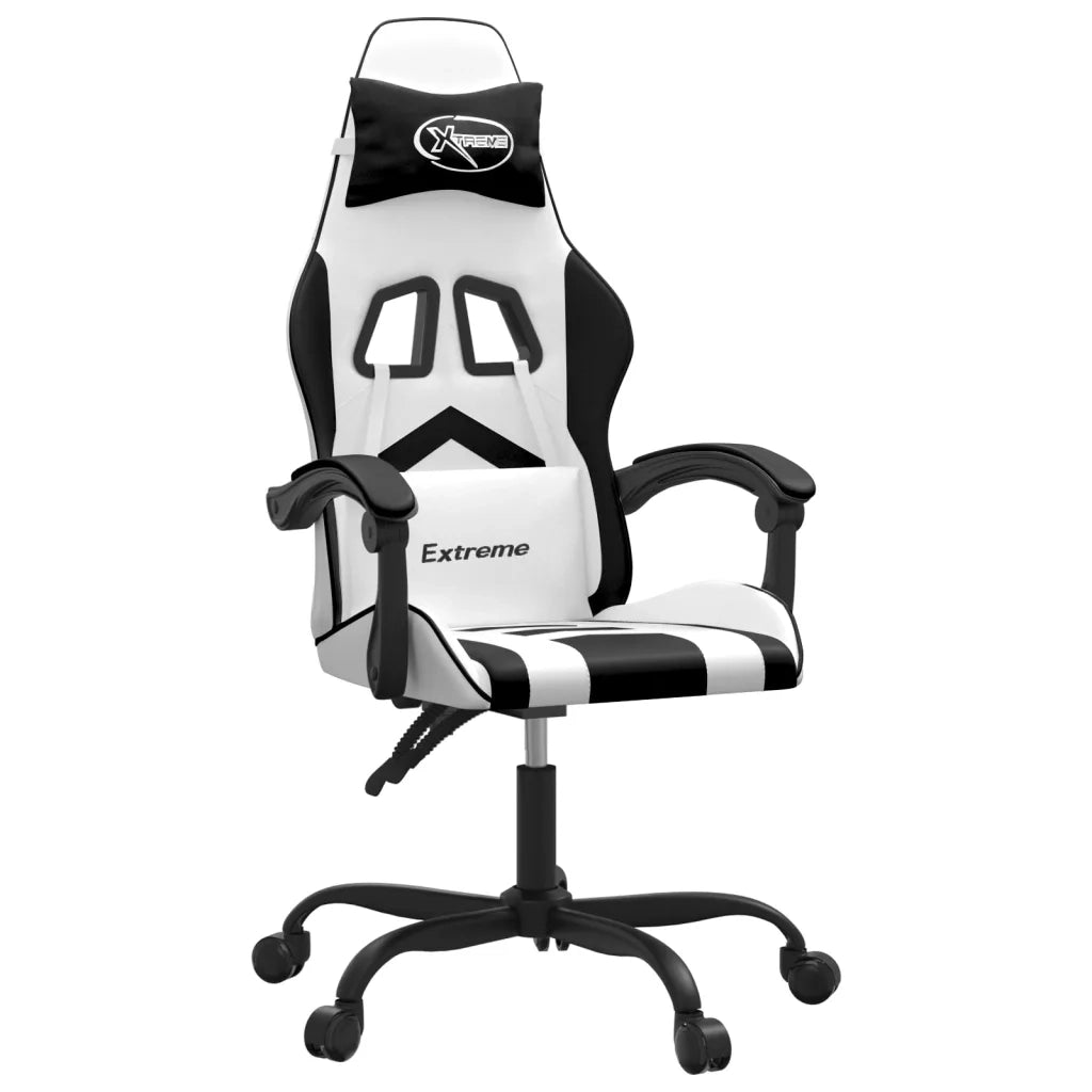 Sedia da Gaming Girevole Bianco e Nero in Similpelle 349601