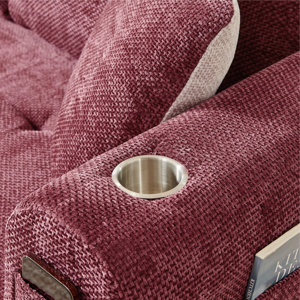 Divano Angolare L ¨C MINIMAL ¨C Lino, Braccioli, Portabicchieri