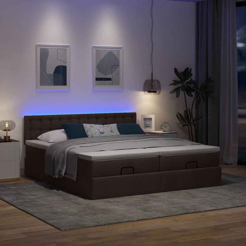 Struttura Letto Pouf con Materassi 200x200 cm in Tessuto 3312895