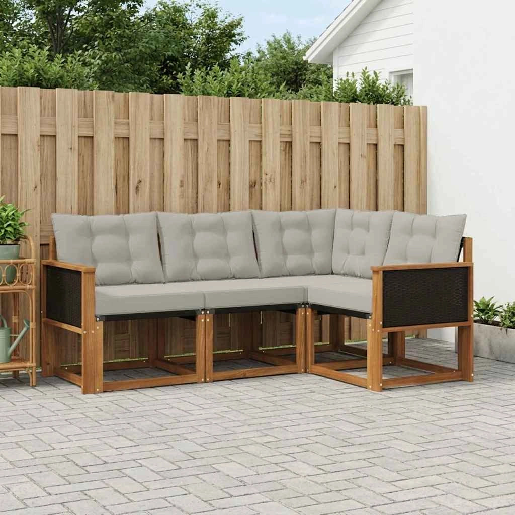 Set di divani da esterno 4 pz Naturale e Grigio Chiaro 3381911