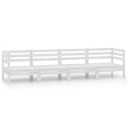 Set Divani da Giardino 4 pz | Set Salotto da Giardino Bianco in Legno Massello di Pino