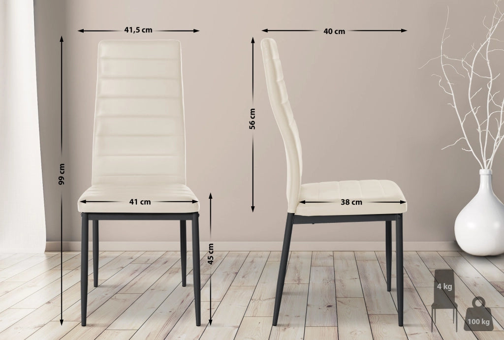 Set di 6 sedie da pranzo Mayfair crema,Finta pelle