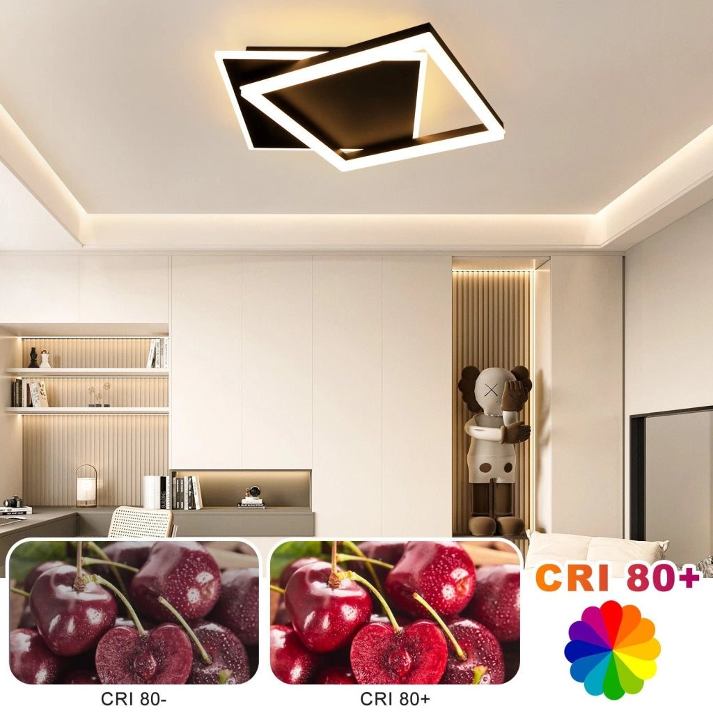 ZMH Lampada da soffitto plafoniera LED nera 42W per soggiorno camera letto