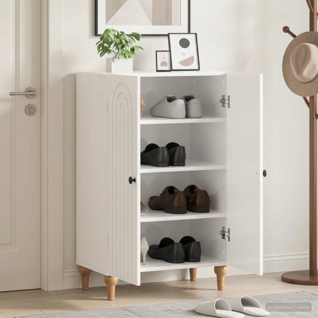 Mobile per scarpe ALKMAAR 59,5 x 39,5 x 90 cm Bianco Lucido 896209