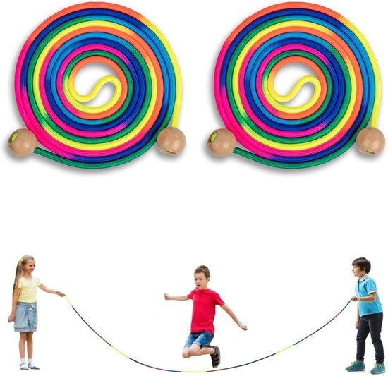 Saltello per Bambini 5M Alto Saltello Colorato con Manico in Legno per Attività Multigiocatore per Bambini Adulti Scuola Attività All'Aperto Fitness Dimensione Adattabile