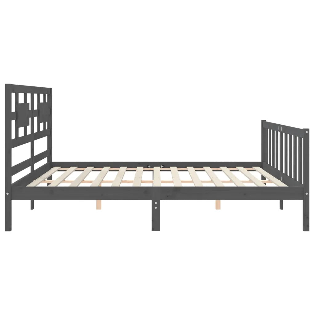 Giroletto con Testiera Grigio 200x200 cm in Legno Massello 3192578