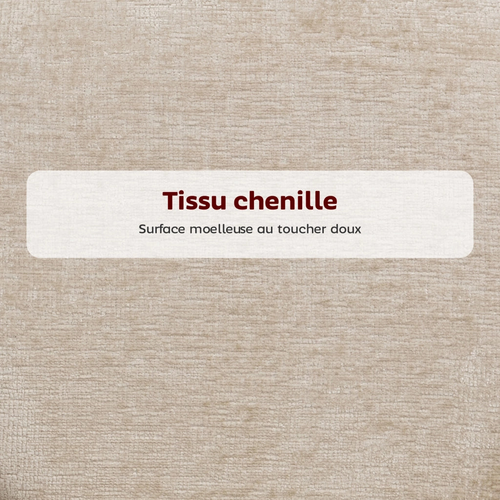Sgabello da bar con schienale e poggiapiedi ¨C Xylo ¨C tessuto chenille beige 68cm