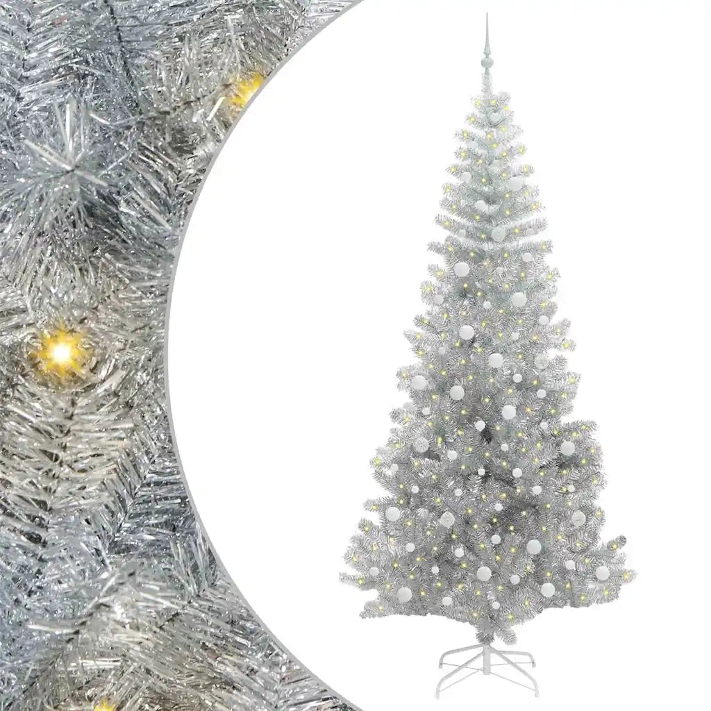 Albero di Natale con 300 LED con supporto Argento 240 cm PET 3396695