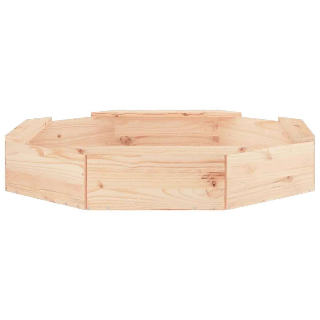 Sabbiera per bambini area giochi da giardino esterna con sedute ottagonali legno massello di pino marrone 02_0041544