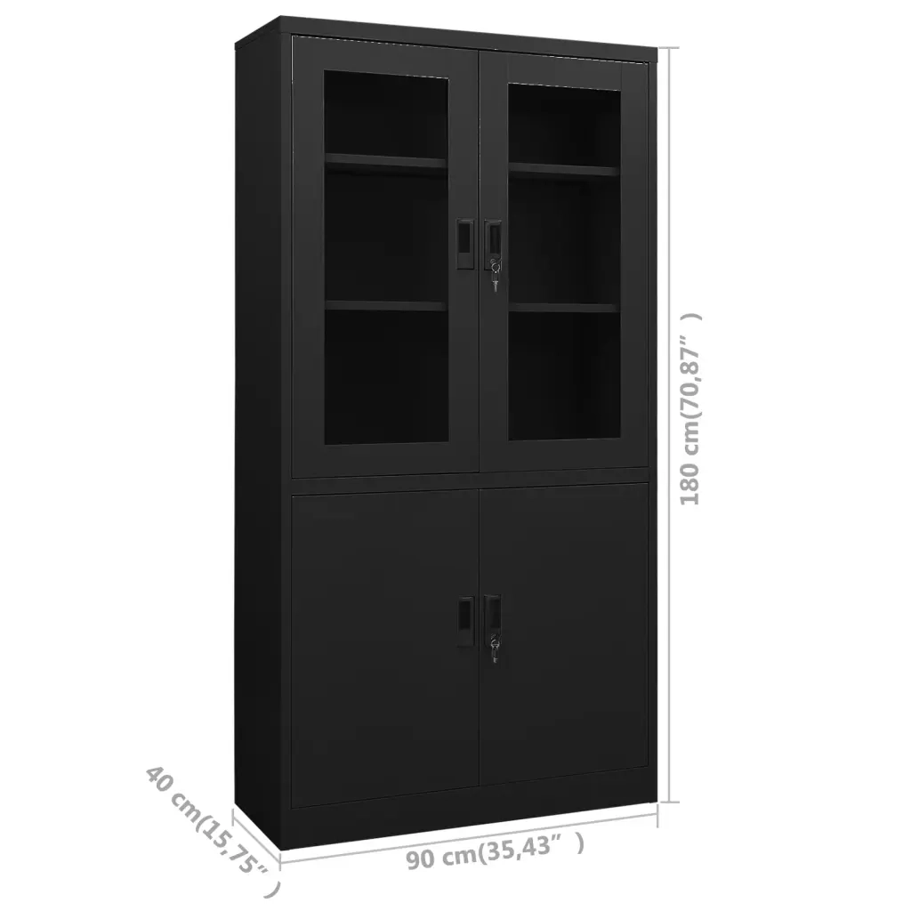 Armadio per Ufficio Nero 90x40x180 cm in Acciaio 335948