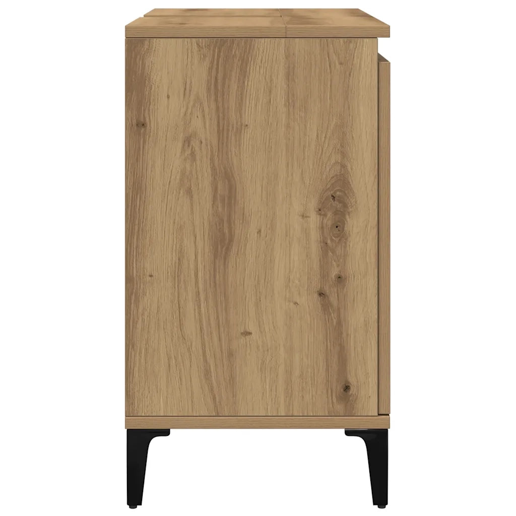 Mobiletto sottolavello moderno con pratico contenitore 58 x 33 x 60 cm finitura rovere ingegnerizzato realizzato artigianalmente 02_0051044