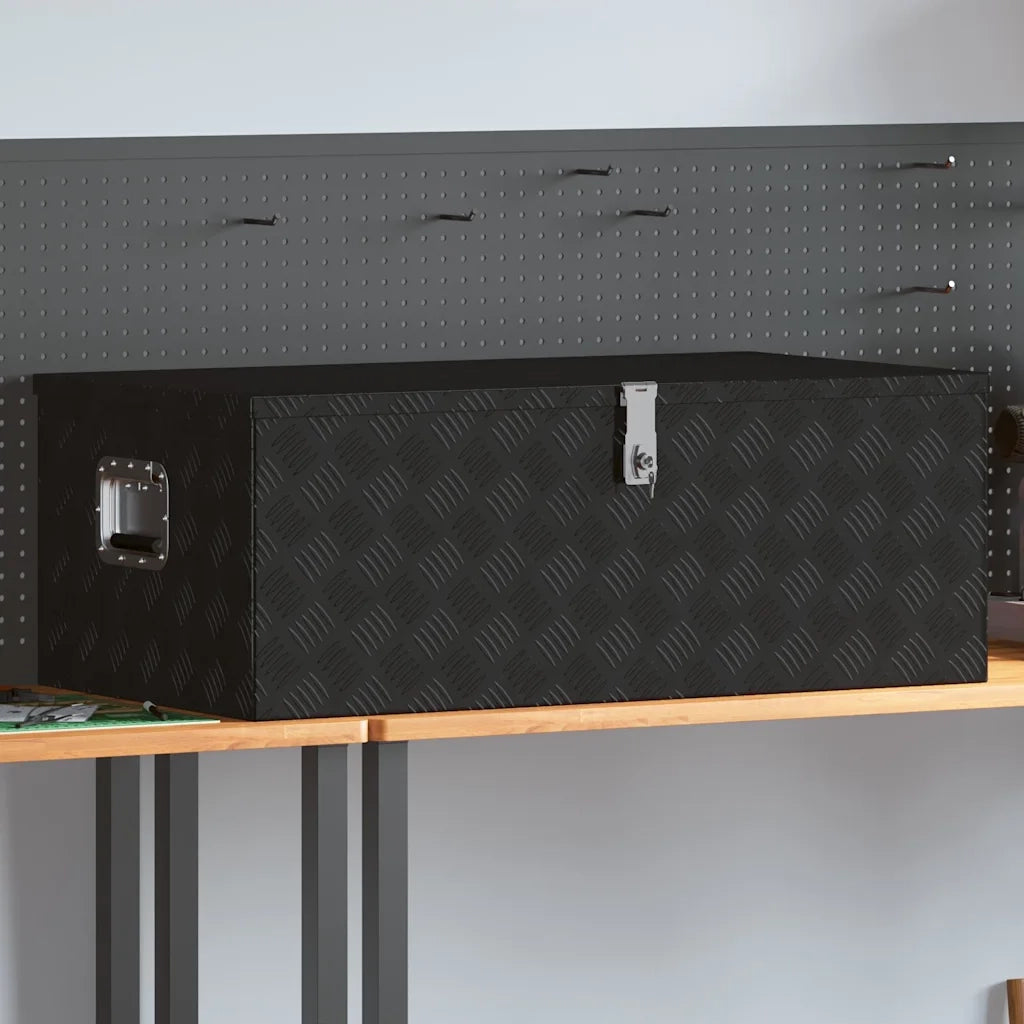 Contenitore Portaoggetti Nero 100x55x37 cm in Alluminio CFW2203079