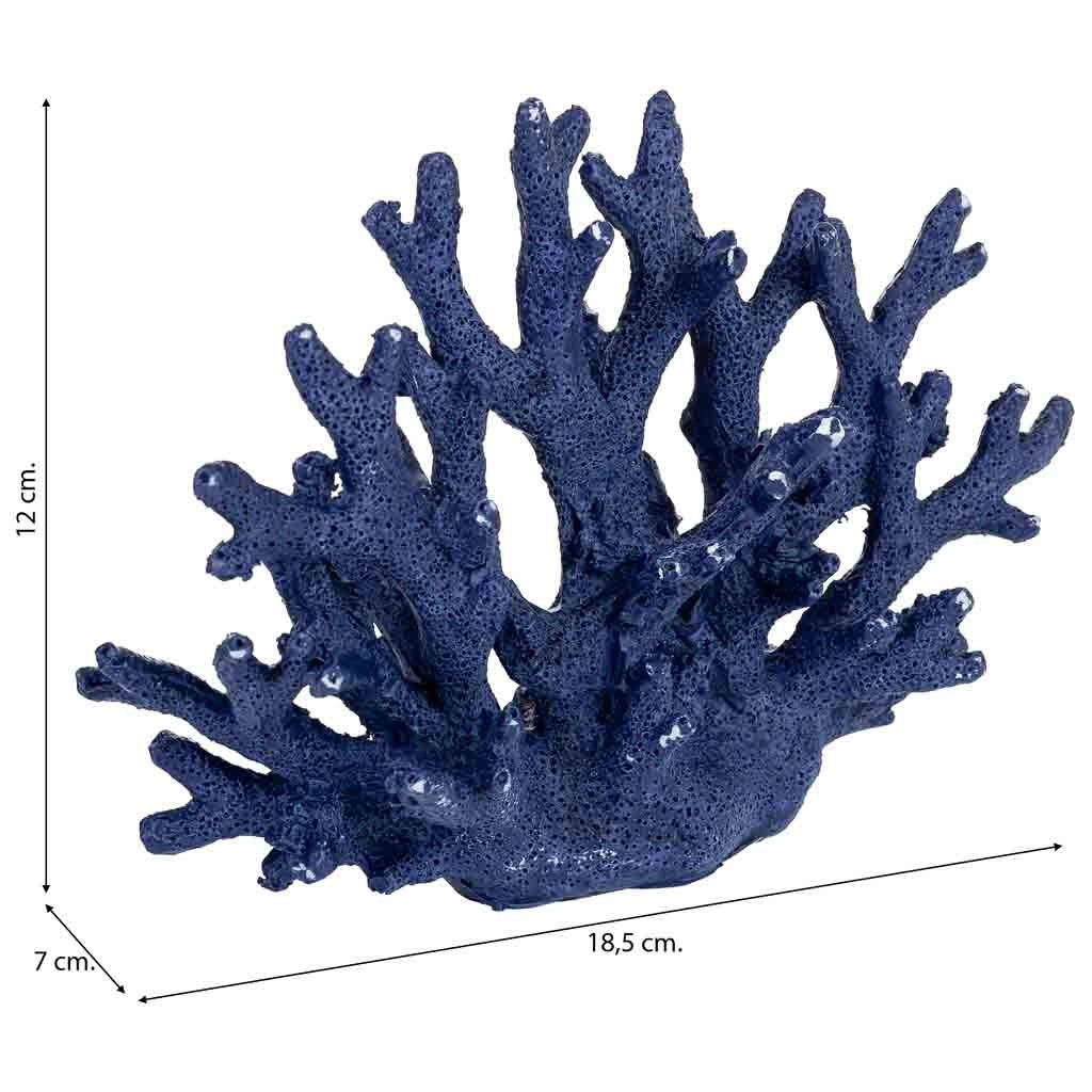 Statuina decorativa in resina blu a forma di corallo, 18,5x7x12 cm