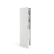 Armadio multiuso 1 anta Khutulun, Mobile multifunzionale, Mobiletto scarpiera, Guardaroba porta scarpe, 42x39 h175 cm, Bianco