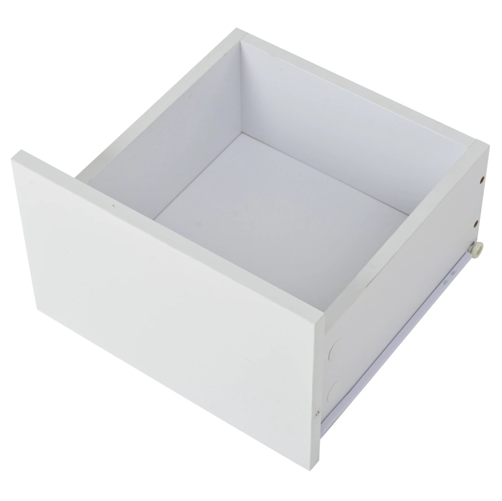 Tavolino da caffè 70x70x31;5 cm con 3 cassetti; bianco e legno
