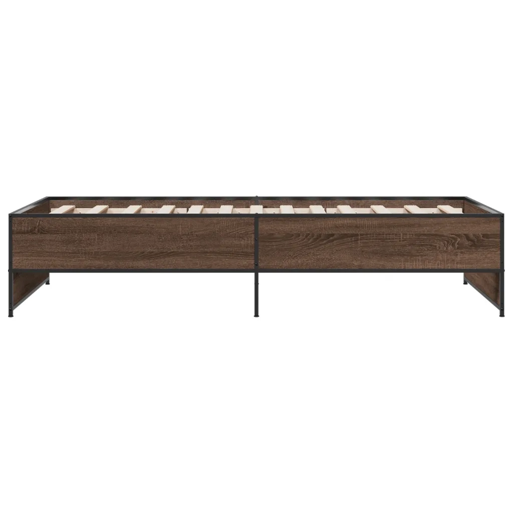 Giroletto-Struttura Letto Rovere Marrone 90x200 cm Legno Multistrato e Metallo 371582