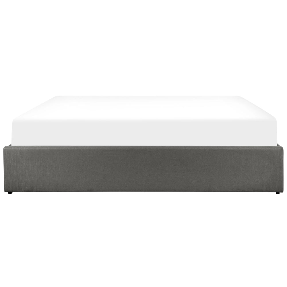 Letto a doghe in tessuto di poliestere grigio imbottito ottomana contenitore 180 x 200 cm design moderno