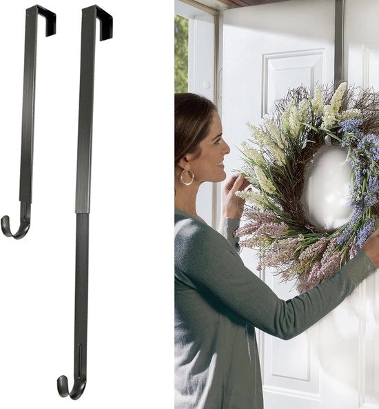 Due decorazioni per porta con ghirlanda - Ghirlanda - per Natale Halloween Decorazione all'aperto - Decorazione per Natale - regolabile - da 38 a 65 cm