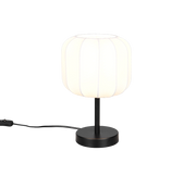 Lampada da tavolo, tessuto e metallo, bianco e nero, H 32 cm, Madeline