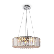 Lampadario Contemporaneo Recinto Metallo Cromo 6 Luci Diffusori Vetro Trasp.
