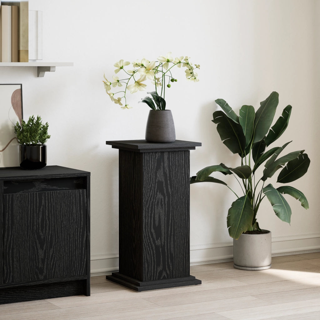 Supporto Espositivo con Spazio di Archiviazione Rovere Nero 31x30x60 cm Legno Ingegnerizzato