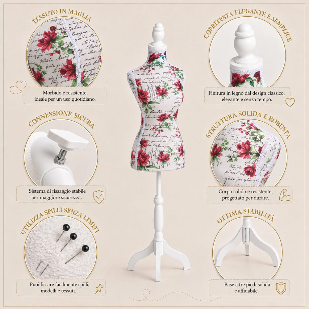 Manichino Sartoriale Femminile con 50 Spilli Modello Flowers Sartoria Donna