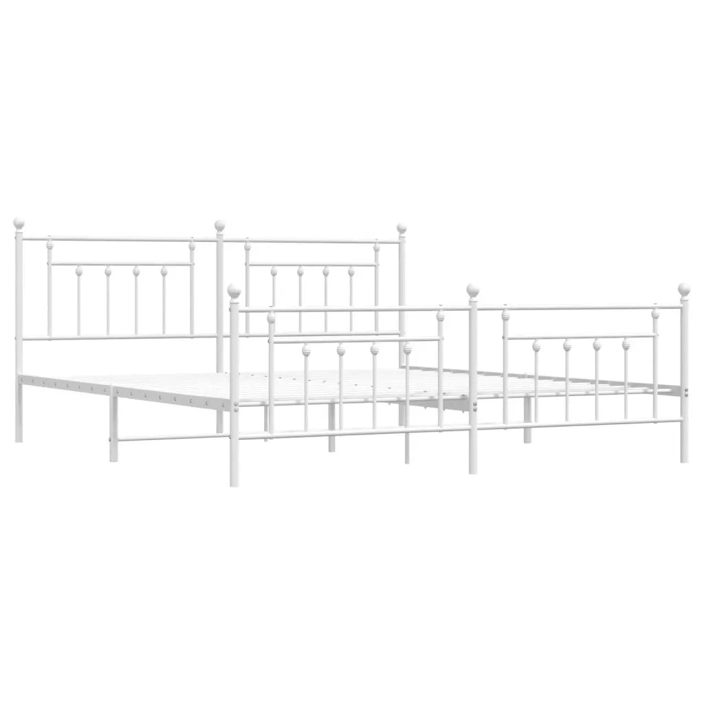 Giroletto con Testiera e Pediera-Struttura Letto Metallo Bianco 200x200 cm 164829