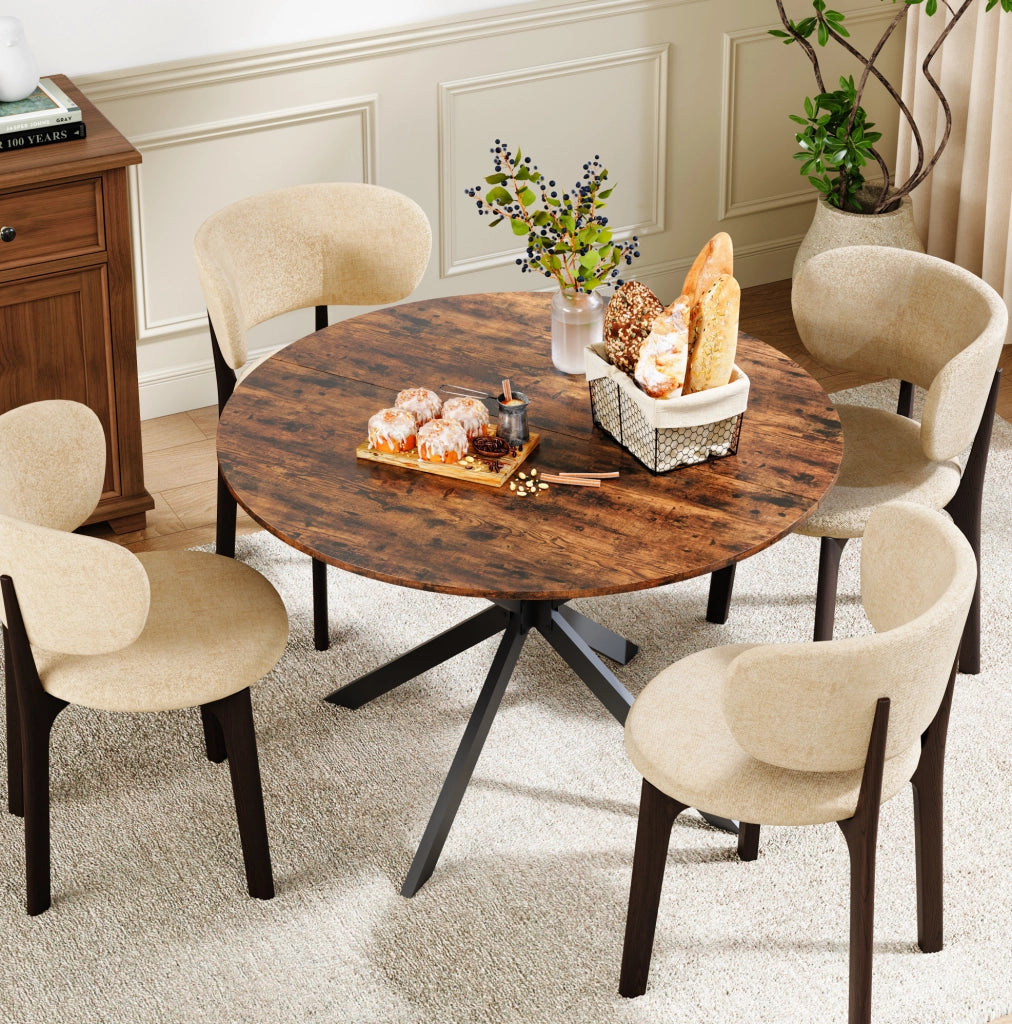 Tavolo da pranzo 120x120x76 cm; stile industriale con gambe a X; truciolato e ferro marrone