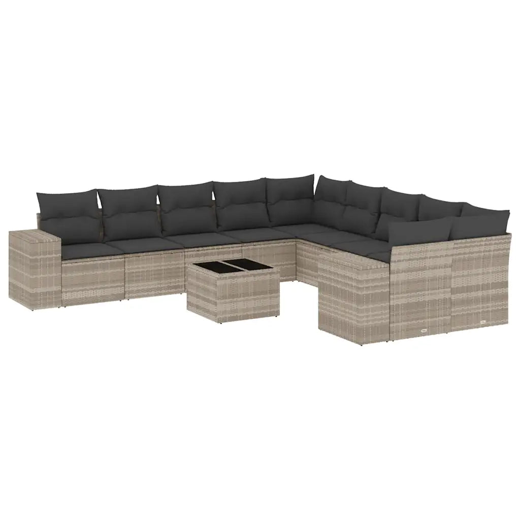 Set Divani da Giardino 11 pz con Cuscini in Polyrattan Grigio 3223121
