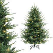 Albero di Natale artificiale 135cm con 442 punte di rami 160 luci led bianche calde, Albero di Natale finto in PE e PVC-Alberi di Natale
