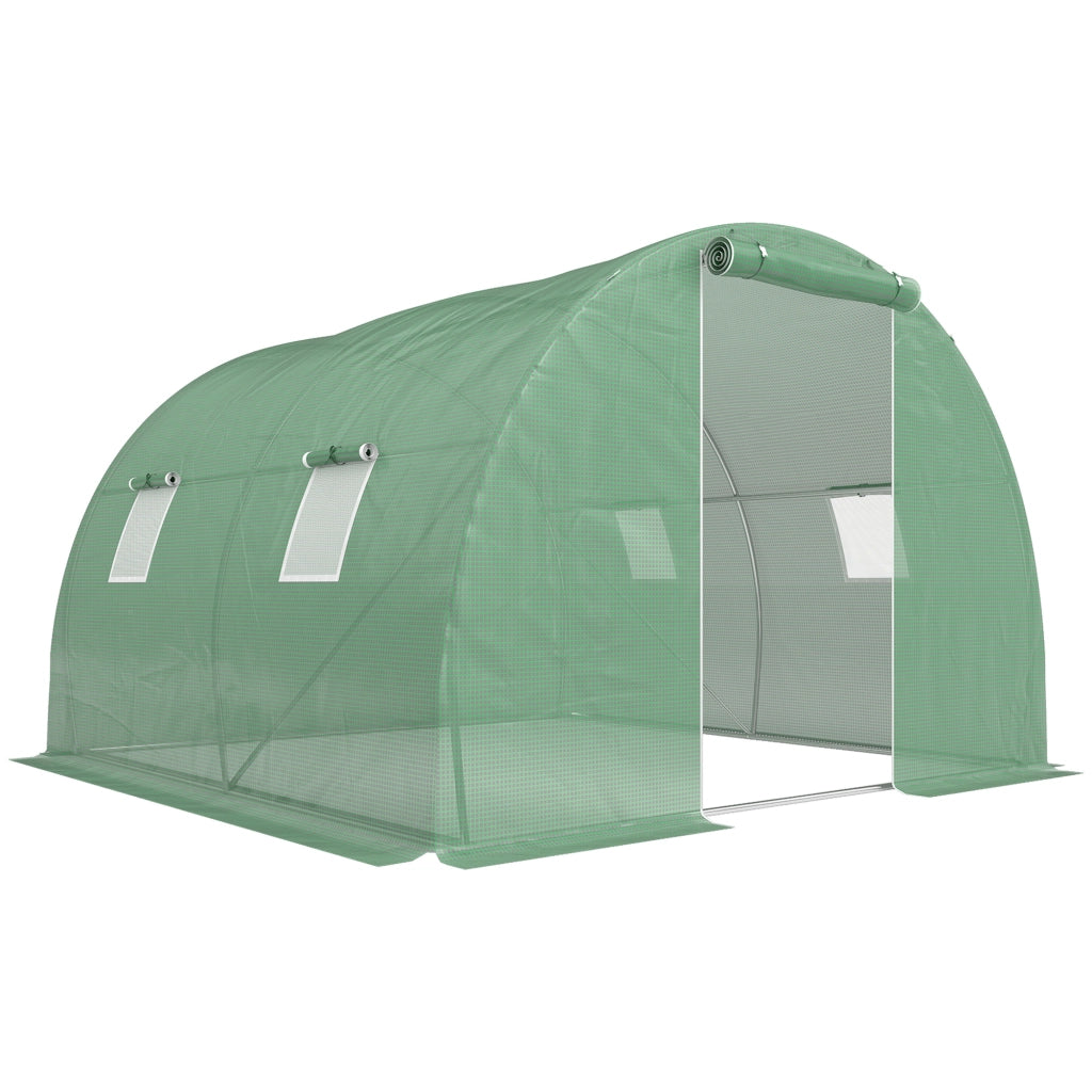 Serra Tunnel 3x3x2 m ¨C zephmum ¨C Verde con Porta a Rullo e Finestre in Rete