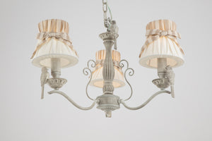 Lampadario Elegant in Metallo Bird Bianco Antique