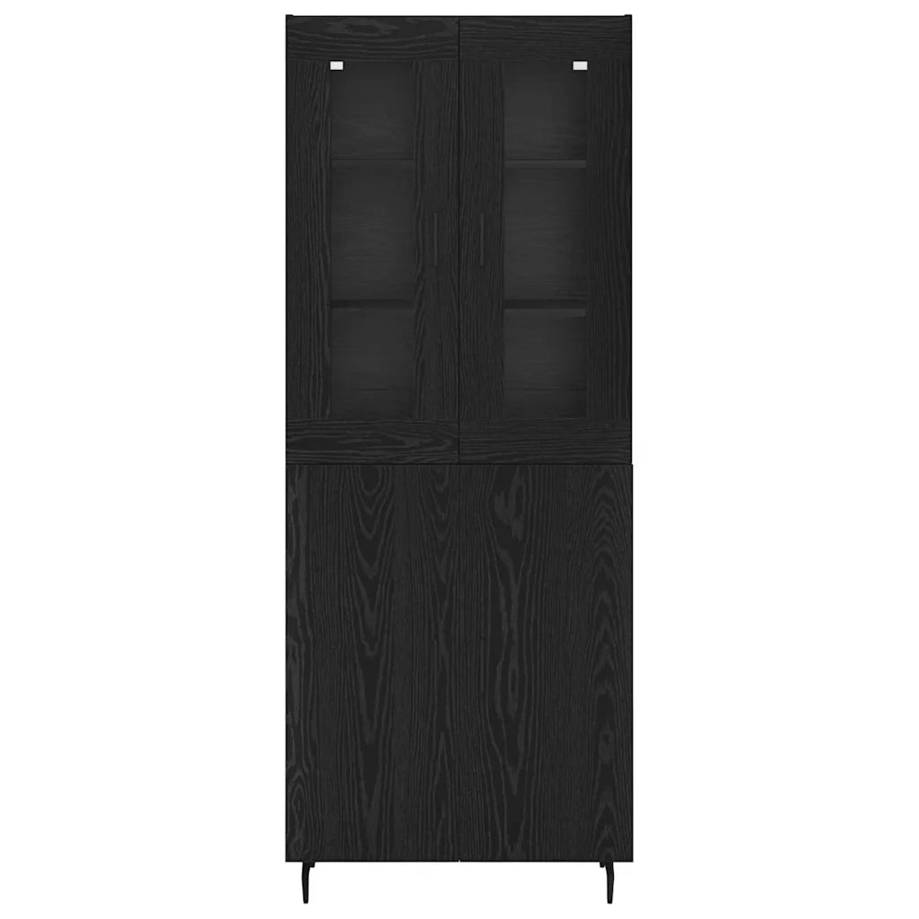 Credenza 2 pcs Rovere Nero Legno multistrato