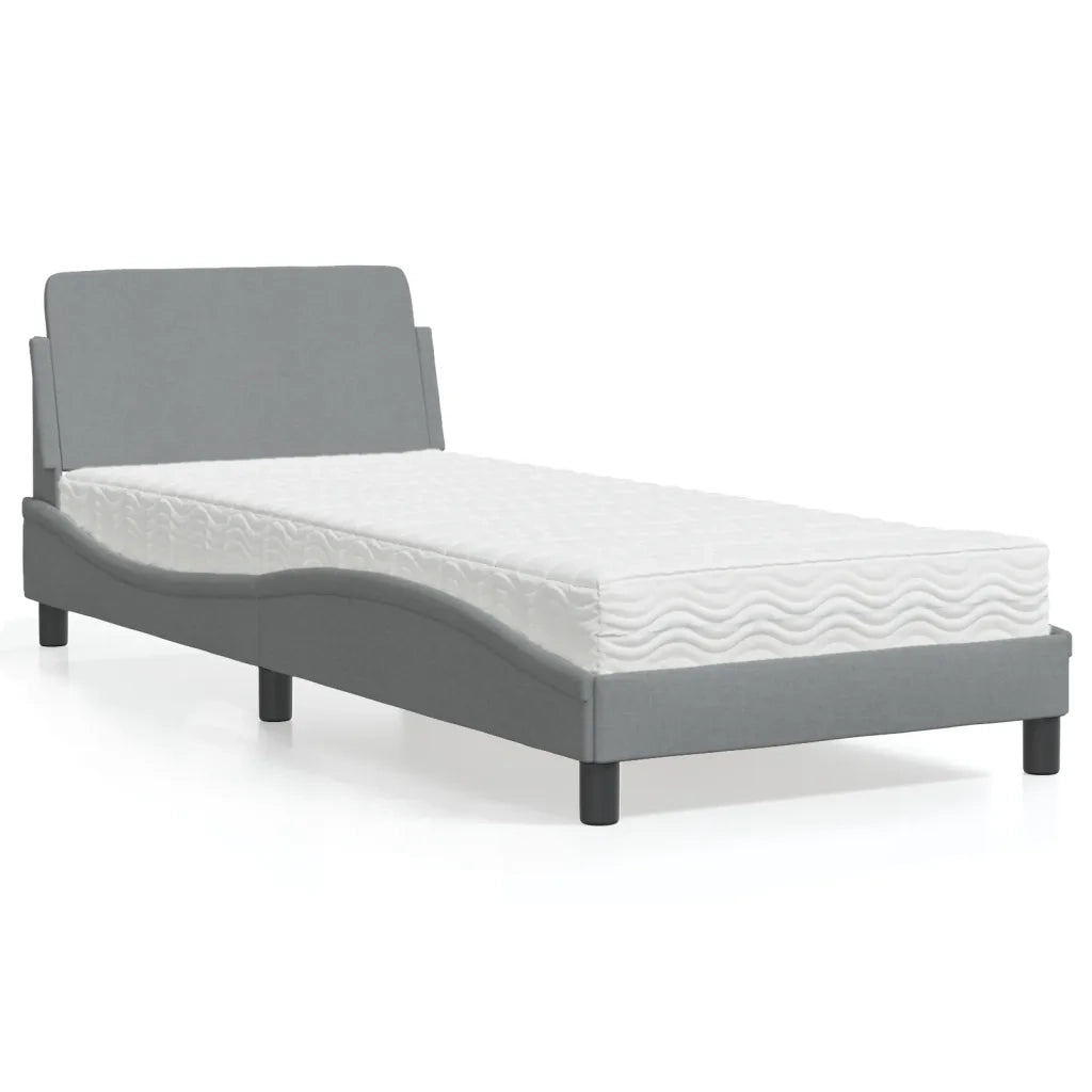 Letto con Materasso Dover Grigio Chiaro 80x200 cm in Tessuto 3208284
