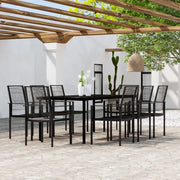 Set Mobili da Pranzo da Giardino 9 pz con Cuscini Nero 3099202